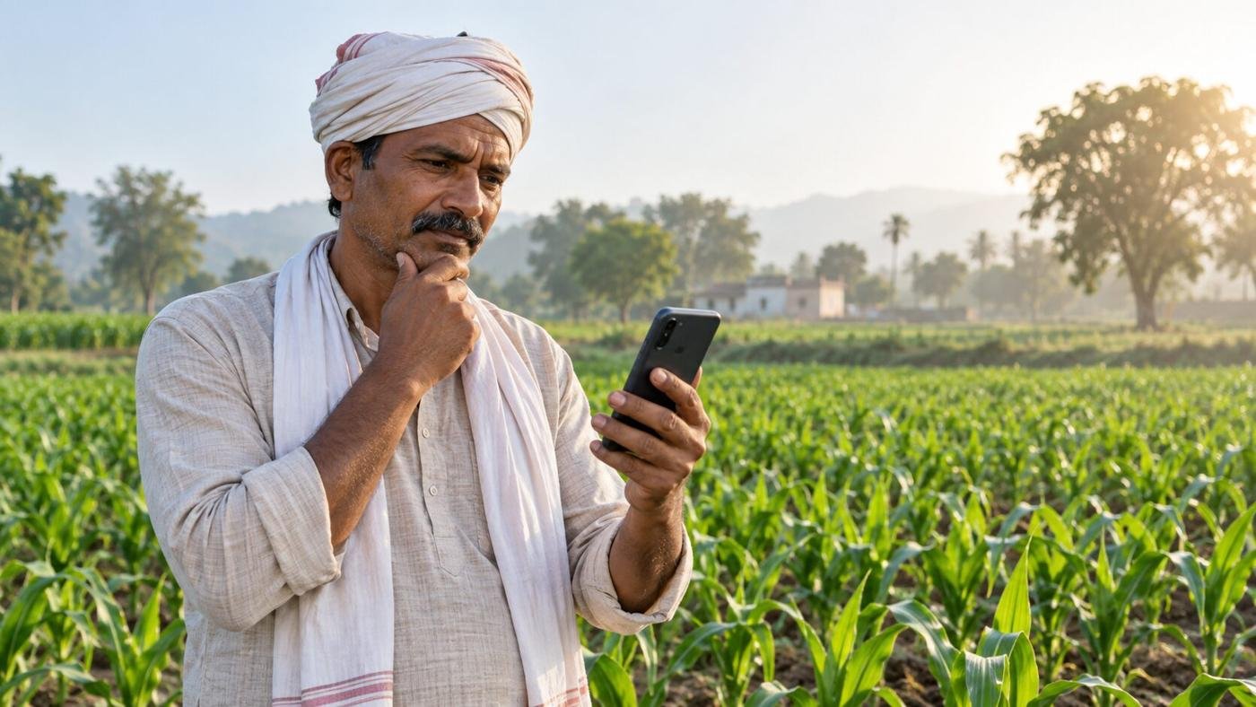 Farmer using a phone