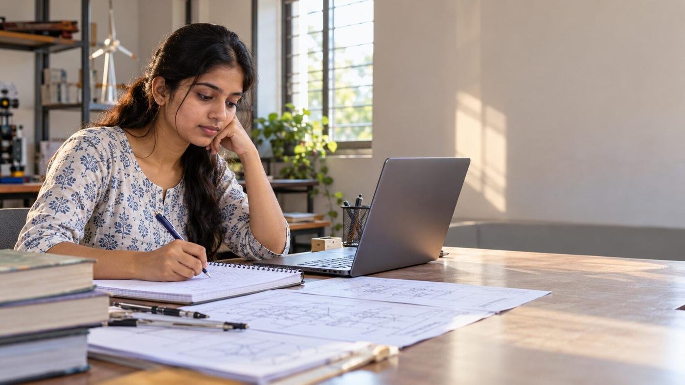 Student studying
